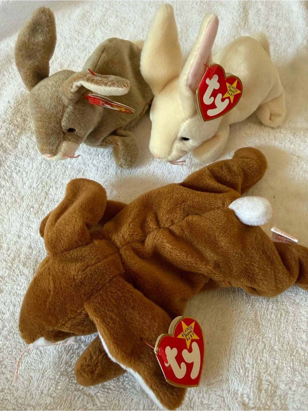3 TY Beanie Babies Bunnies NWT